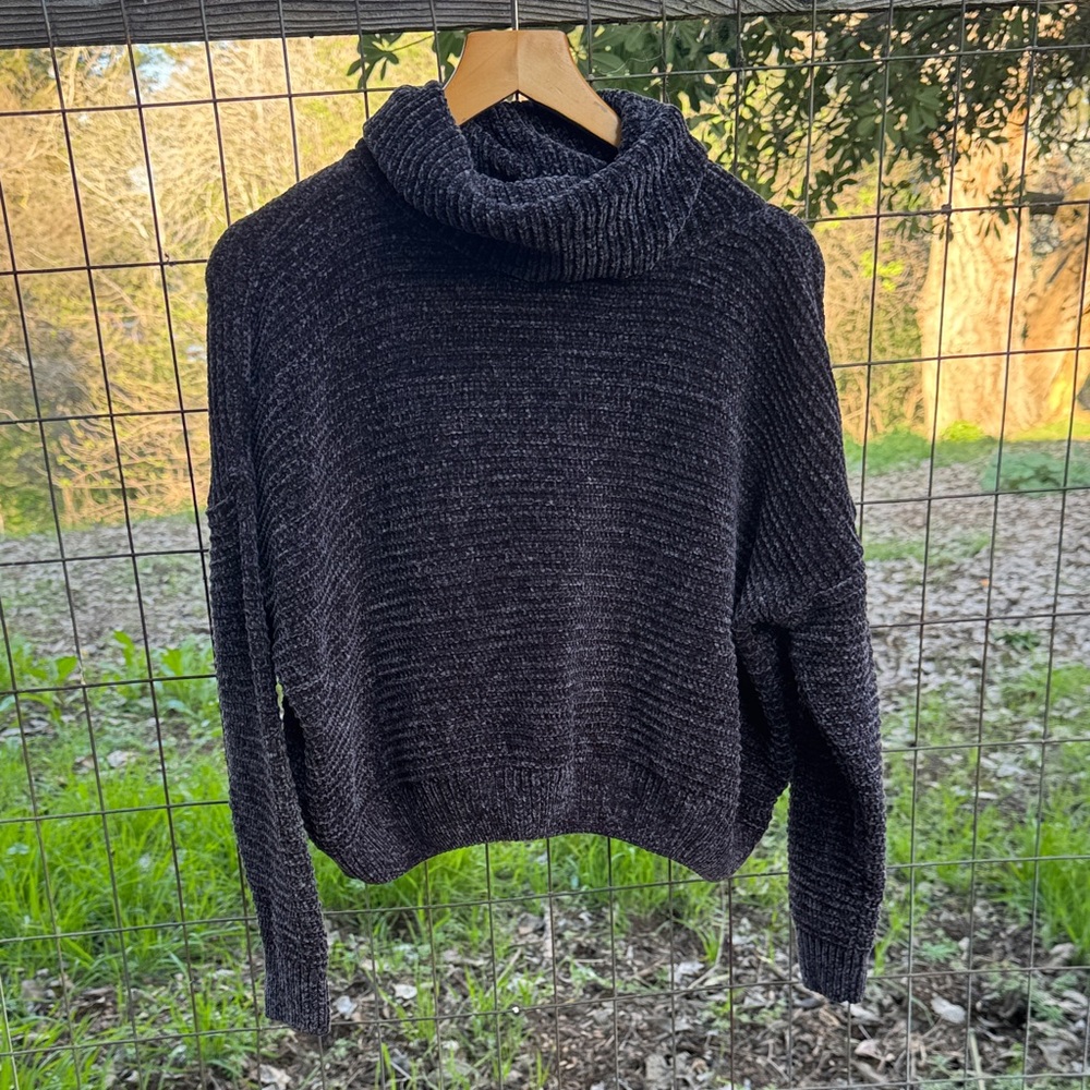 Poof! Charcoal Cowl Neck Sweater